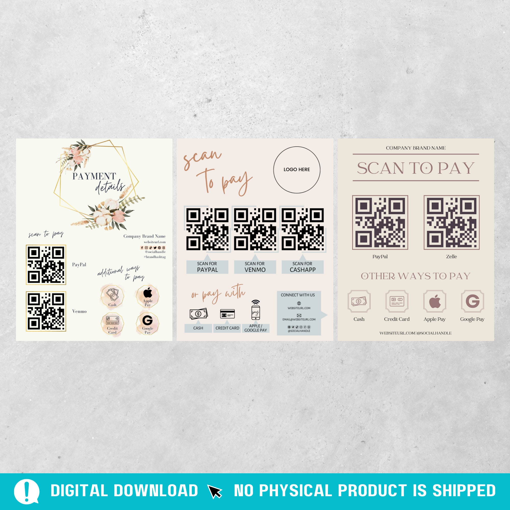Scan to Pay QR Sign Template Editable Payment Details With QR Code Sign ...