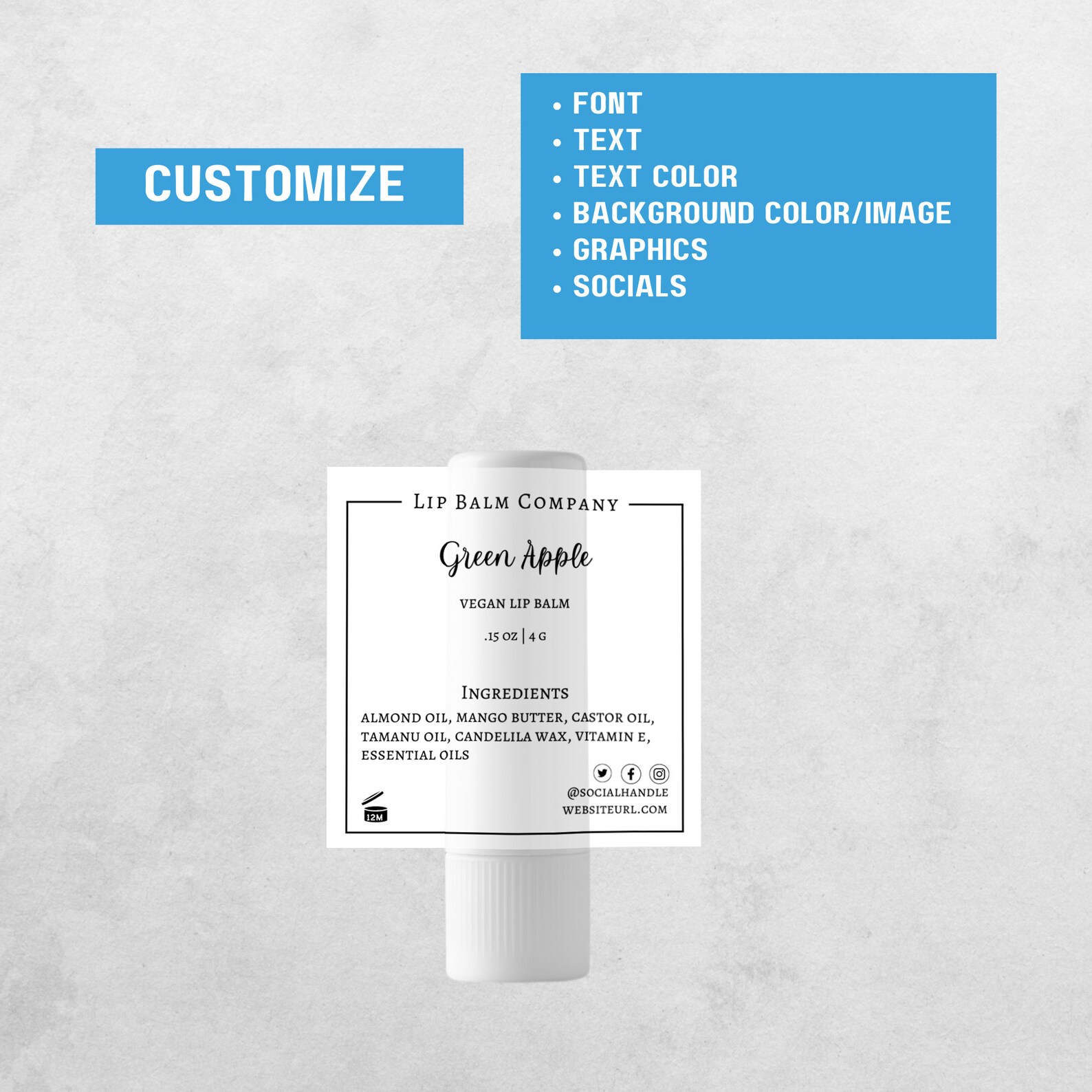 Printable Lip Balm Label Template DIY Blank Tube Lip Balm Label ...