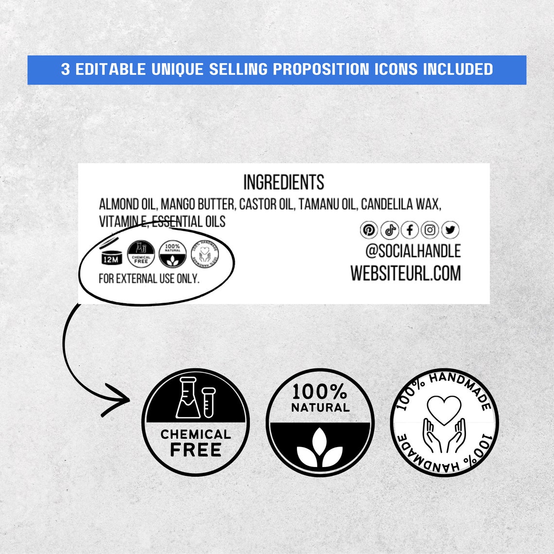 Editable Lip Balm Label Template for Canva DIY Organic Lip Balm Tube ...