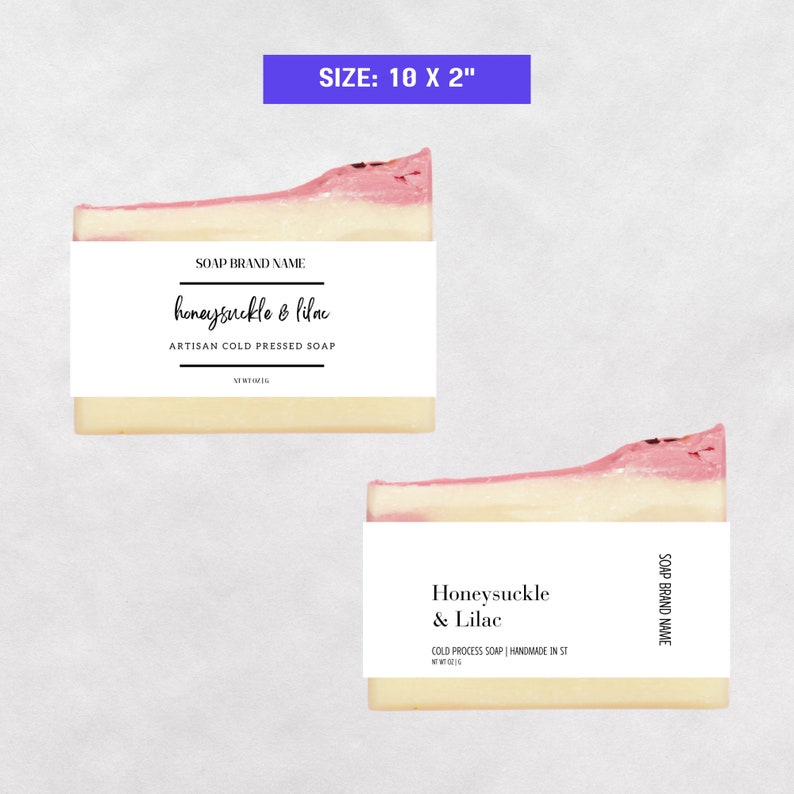 Soap Bar Label Template for Handmade Soaps Pretty Editable Organic Soap