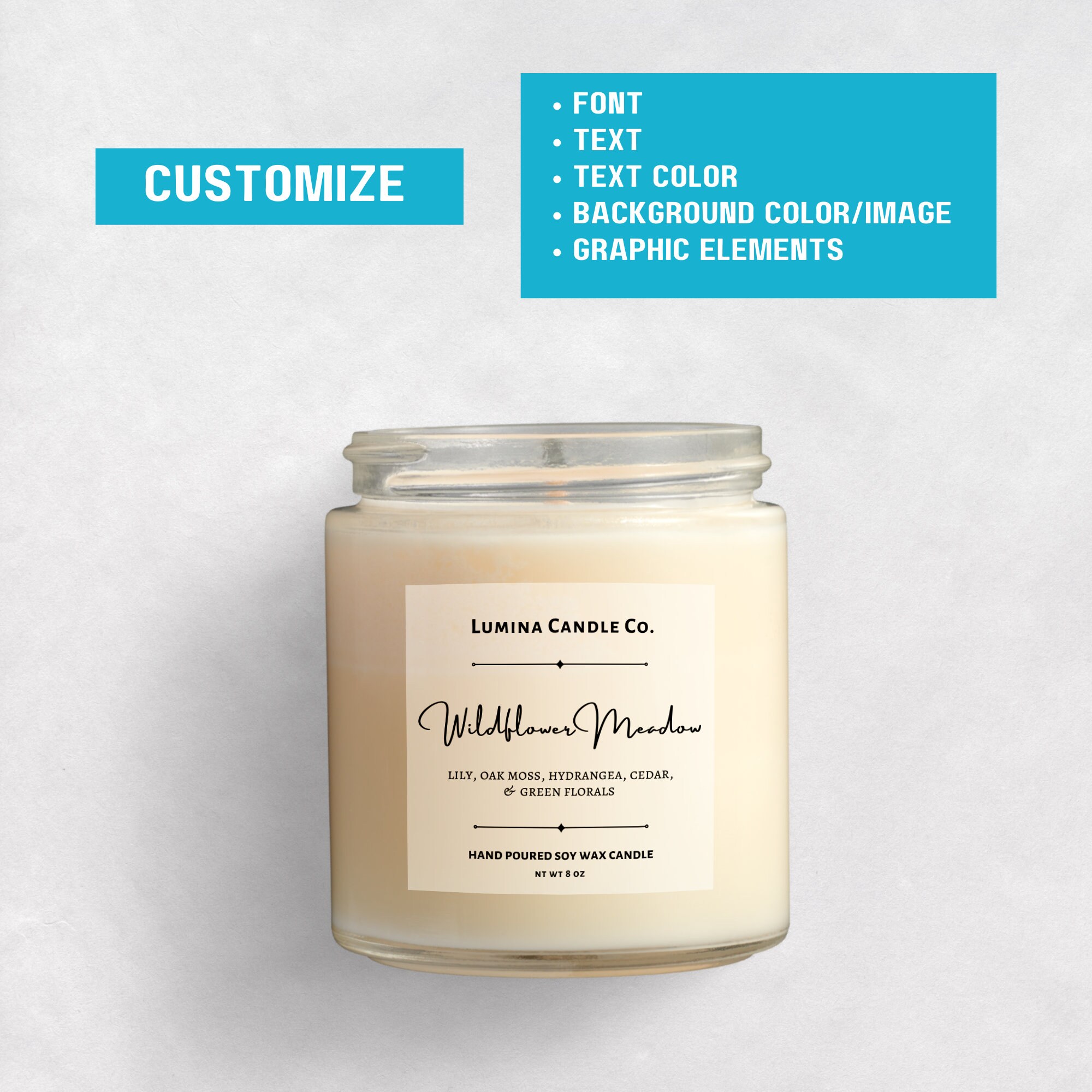 Handmade Wax Candle Label Template Editable Candle Sticker in Etsy
