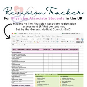 Versions-Tracker für Physician außerordentliche Studenten (Vereinigtes Königreich) - kommt mit zwei Versionen: abgebildet auf der neuen GMC PARA Inhaltskarte + der alten Matrix
