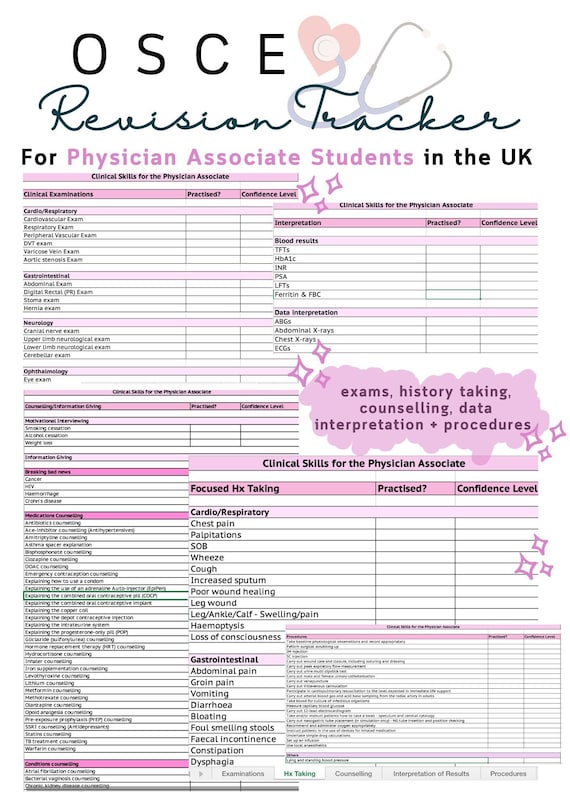 OSCE Revision Tracker For Physician Associate Students in the UK - Keep track of your progress