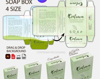 Paquete de 3 tamaños de plantillas para cajas de jabón natural, editables en Canva / Empaques imprimibles / Diseño de cajas para cuidado de la piel y jabón / Caja personalizada para marca