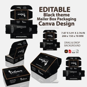 Self-Locking Shipping Box Template: Canva Editable Packaging (200x150x70mm) SVG DXF PDF Ai