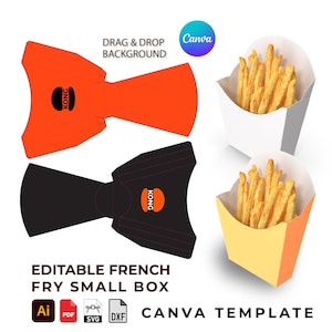 French Fry Box Template Canva SVG DXF | Small Snack Box 5x10 cm (1.97in x3.94in) | Printable French Fry Box diy Packaging Cricut Silhouette