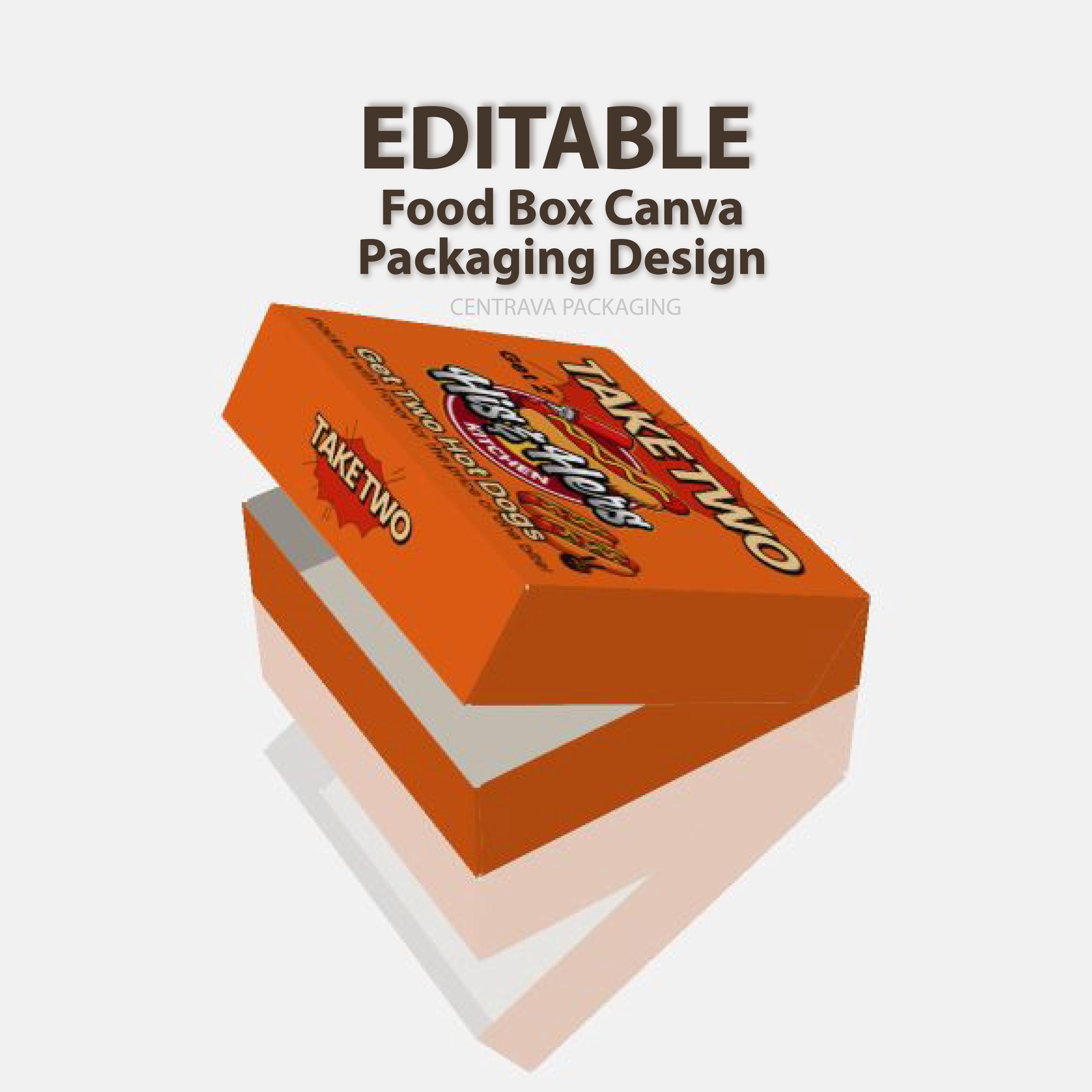 Editable Food Packaging Box Template: Restaurant, Bakery, Cafe (canva ...