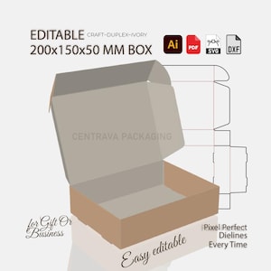 SVG Dieline for 200x150x50mm Shipping Box | Self Locking Design | Printable Packaging Template