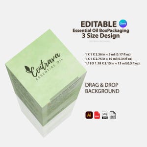 Essential Oil Box Canva Template Bundle (4 Sizes) | Editable Essential ...