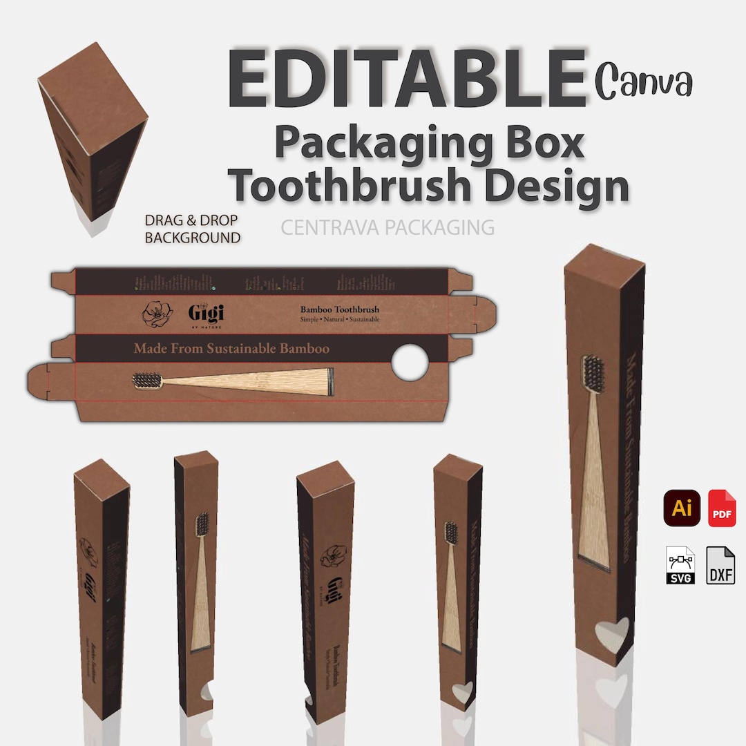 Toothpaste Box Customizable Toothbrus Box Template Editable in Canva | Editable Mailer Packaging ...
