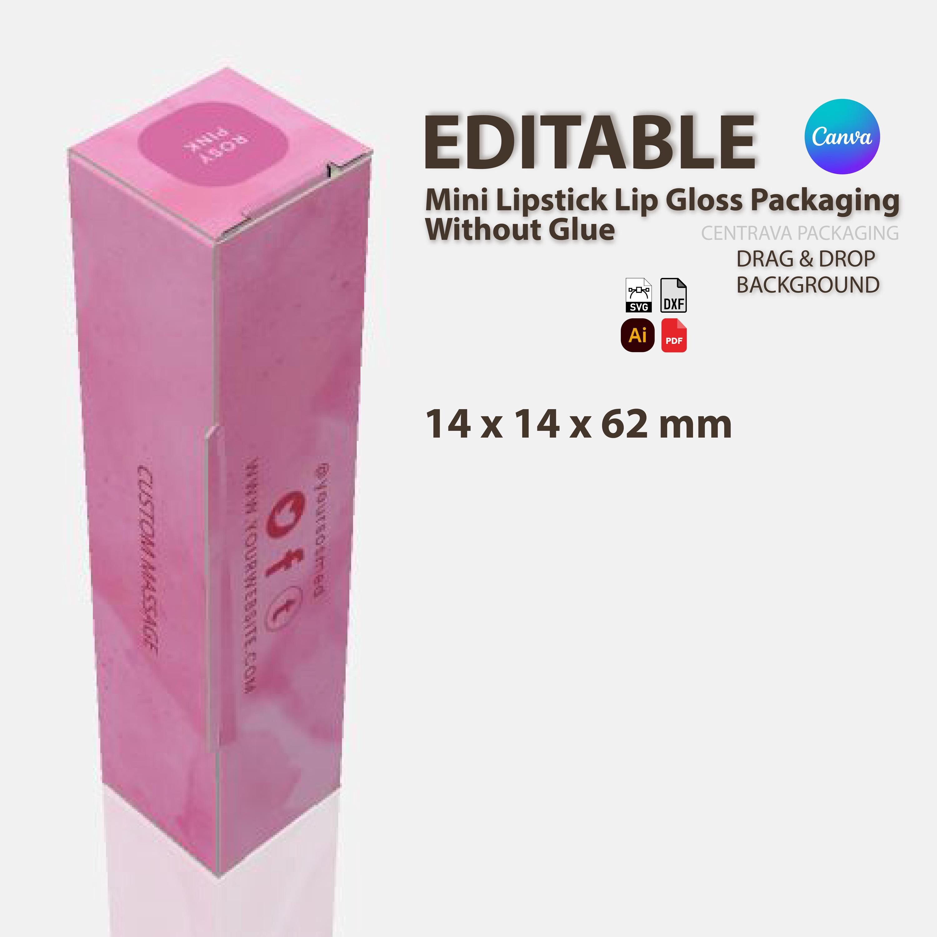 Editable Mini Lipstick Balm Box Canva Template : Glue-free Packaging ...