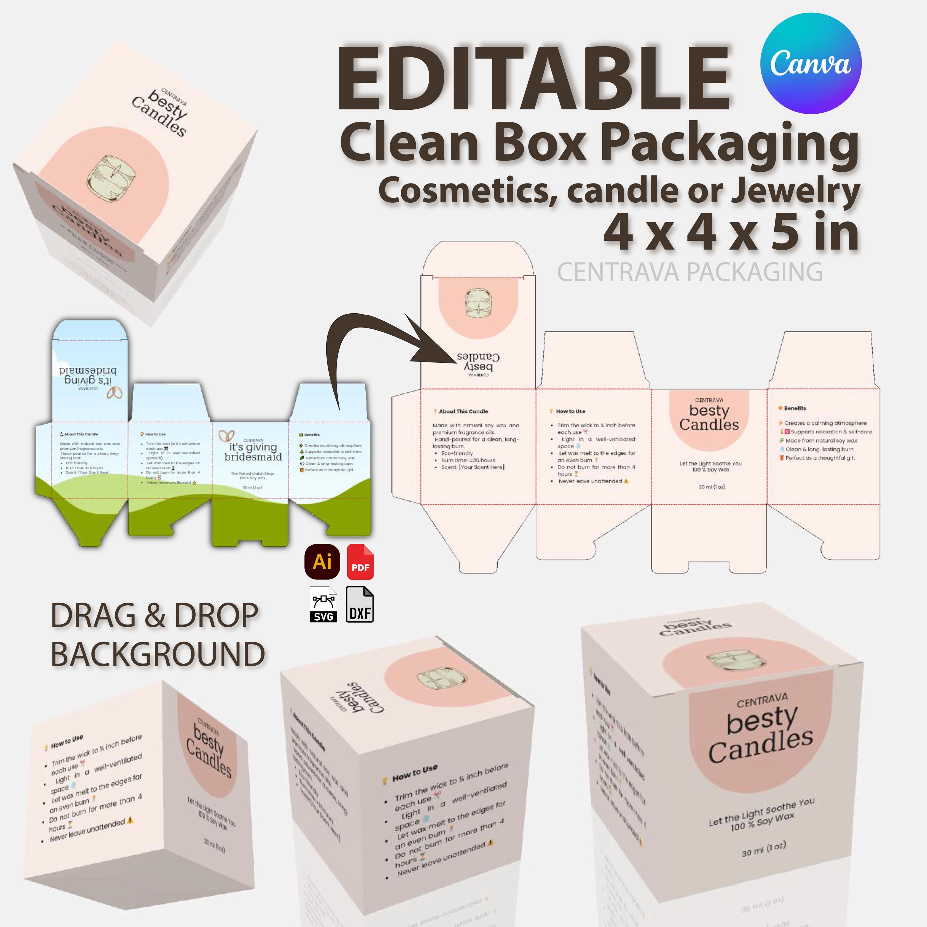 Editable Candle Box Template for Canva: Printable Packaging Kit Design ...