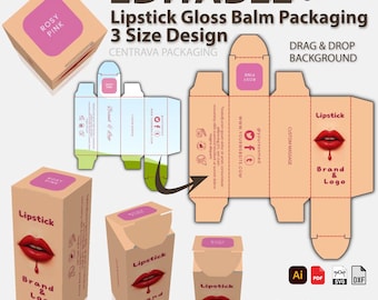 Peach Cream Lipstick Box Template: Editable Canva Design (3 Sizes)