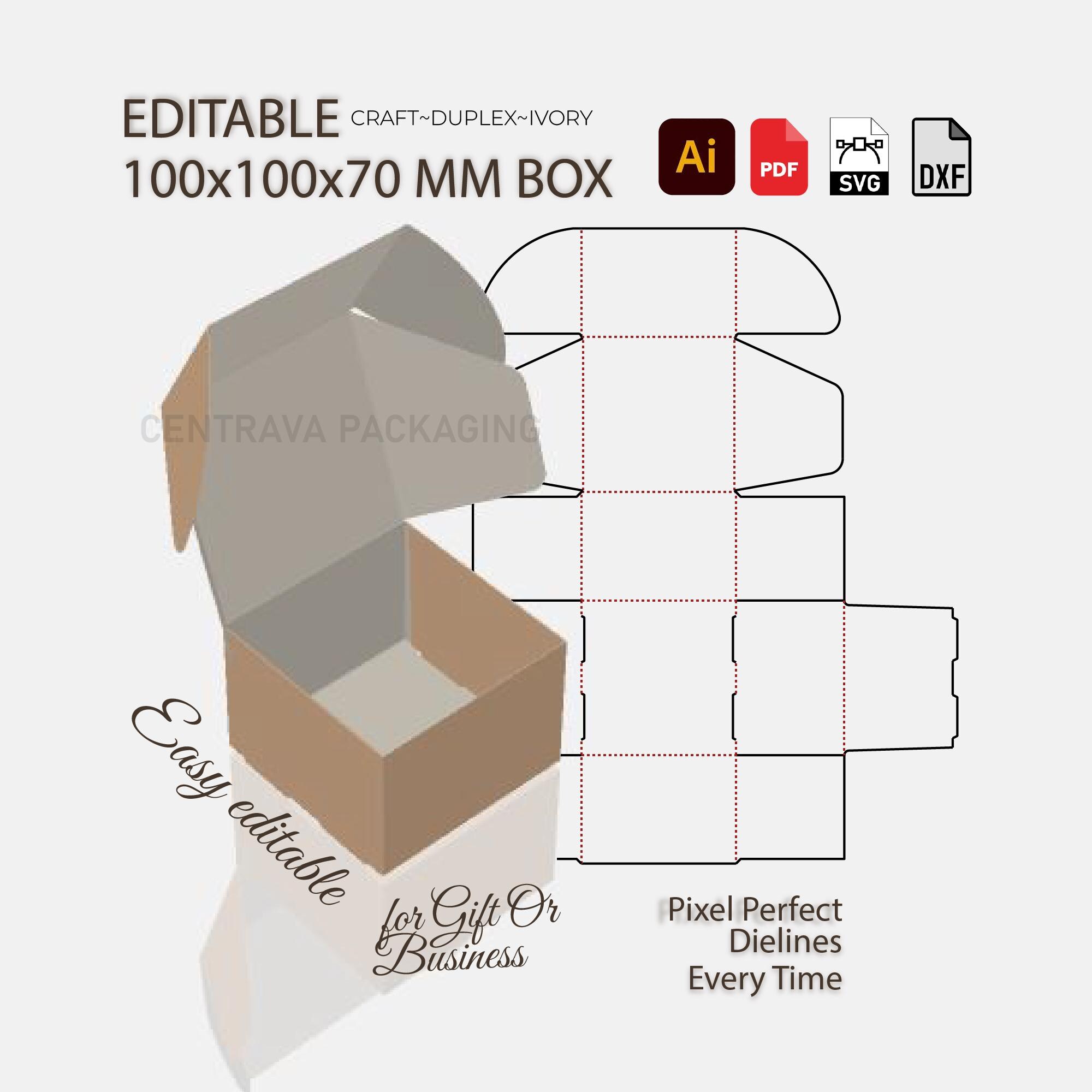 100x100x70mm Shipping Box Template SVG | Mailer Self Locking Design for ...