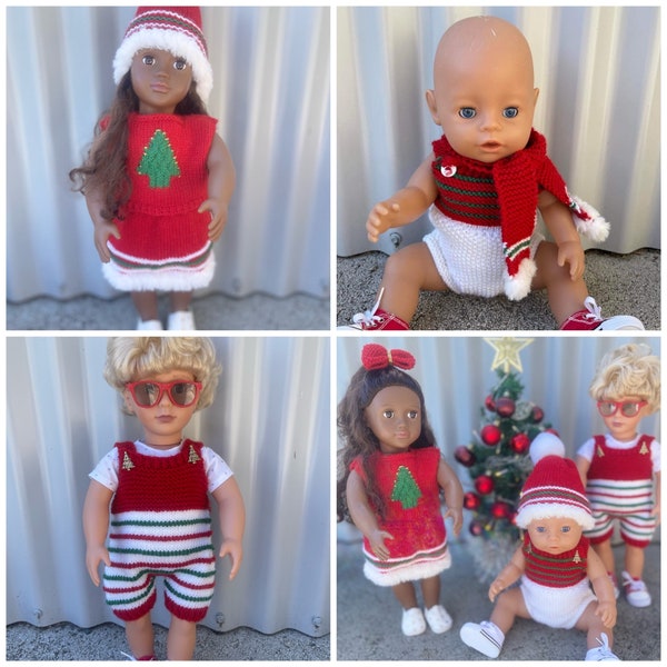 Xmas outfits - Knitting Pattern to fit Our Generation/ Baby Born dolls.