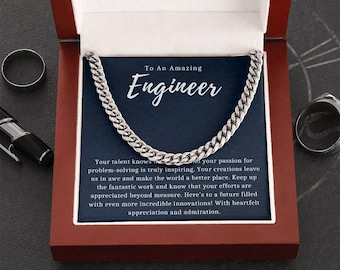 Regalo de graduación de ingeniero para él, collar inspirador para ingenieros, joyería para estudiantes STEM, para un ingeniero increíble, regalo para hombres en ingeniería