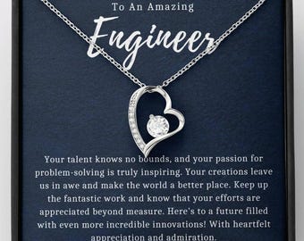 Regalo de graduación de ingeniera para ella, collar inspirador para ingenieras, joyería para estudiantes STEM, para una ingeniera increíble, regalo para mujeres