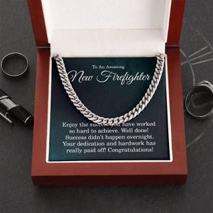 Firefighter Gift for Him, Cuban Link Chain Necklace, Firefighter Graduation, Fireman Jewelry for Men, Firefighter Accessories, Fireman Gift