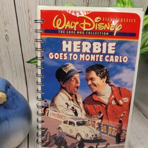 VHS Disney Herbie goes to Monte Carlo upcycled sketchpad journal