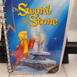 VHS Disney The Sword in the Stone upcycled sketchpad journal