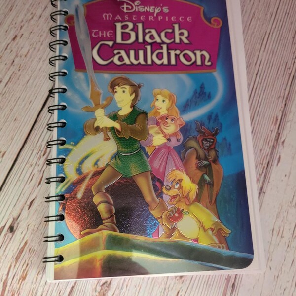 VHS Disney Black Cauldron upcycled sketchpad journal