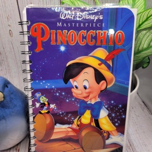 VHS Disney Pinocchio upcycled sketchpad journal