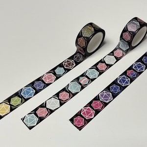 Fita Washi com tema DnD D20 Dice Pride - 2 cm por 10 m