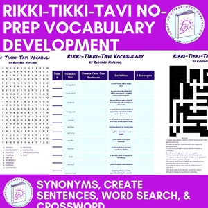 Rikki tikki tavi Vocabulary Synonyms Create Sentences Etsy