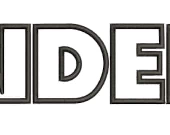 May include: Black and white logo of the word "RAIDERS" in a bold, outlined font.