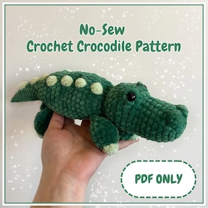 Crochet Amigurumi NO-SEW Crocodile/Alligator PDF Pattern - Digital Download Crocodile Alligator
