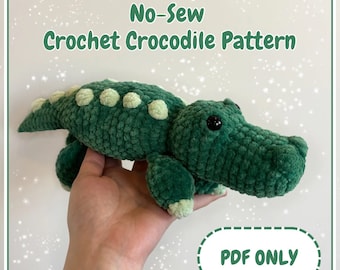 Gehaakt amigurumi-krokodillenpatroon – niet-naaien (pdf-patroon)