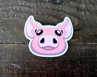 Pegatina de perfil de cerdo de dibujos animados