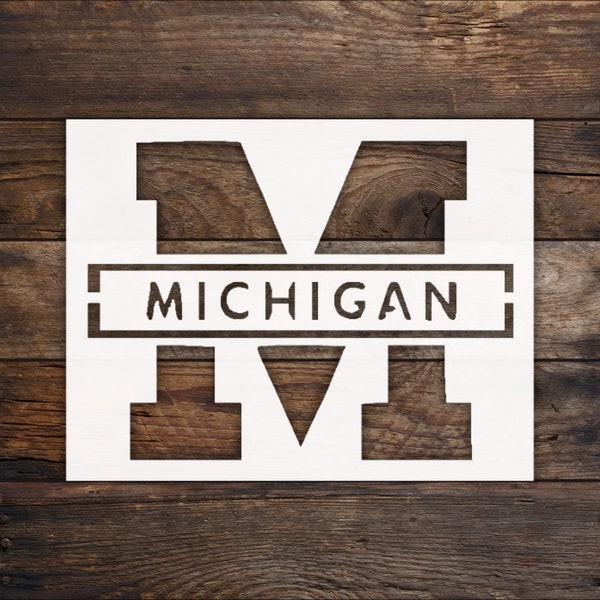 University of Michigan Plastic Stencil Football Custom On Wood Glass Plastic