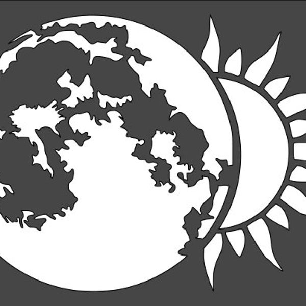 Eclipse Moon Sun Plastic Stencil Custom