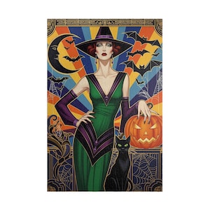 Art Nouveau Witch Jigsaw Puzzle: Halloween Decor, Autumn Colors