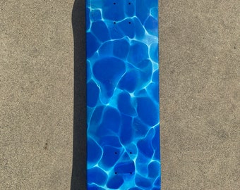 Custom Hand-Painted Skateboard Deck with Beautiful Water-Reflection Art