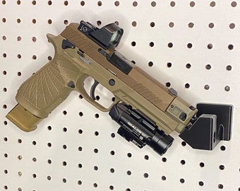 Pistol Barrel Mount - Pegboard / Gun Holder Rack Storage Organizer Tactical Night Stand Pistol Revolver Safe Firearm Hanger Display Handgun