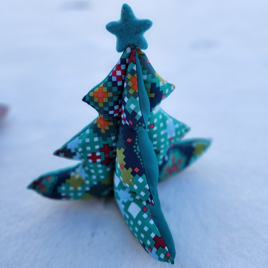 3D Fabric Christmas Tree Teal / Modern Pixel Fabric Etsy UK