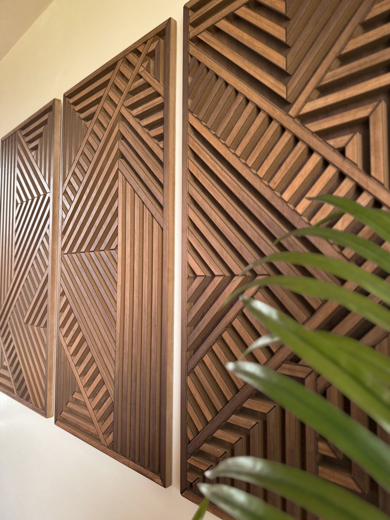Wood Wall Art-geometrc Wood Art Dmensonal Md Century - Etsy
