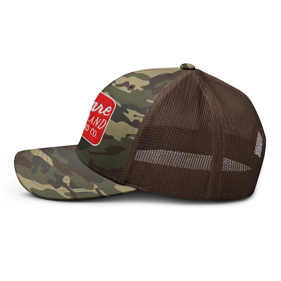 Outer Banks OBX Leather Patch Sage Topo Camo Coastal Snapback Trucker Hat Luxury John B | Outer Banks Camo Mesh Back Hat With Kildare Island  main image 2