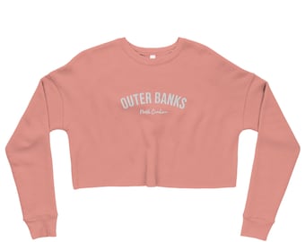 Outer Banks North Carolina Cropped Sweatshirt – Trendy Raw Hem Pullover