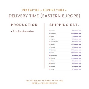 eastern europe estimated shipping times