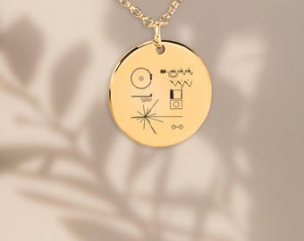 Voyager Golden Record Necklace, Carl Sagan Space Nerd Jewelry