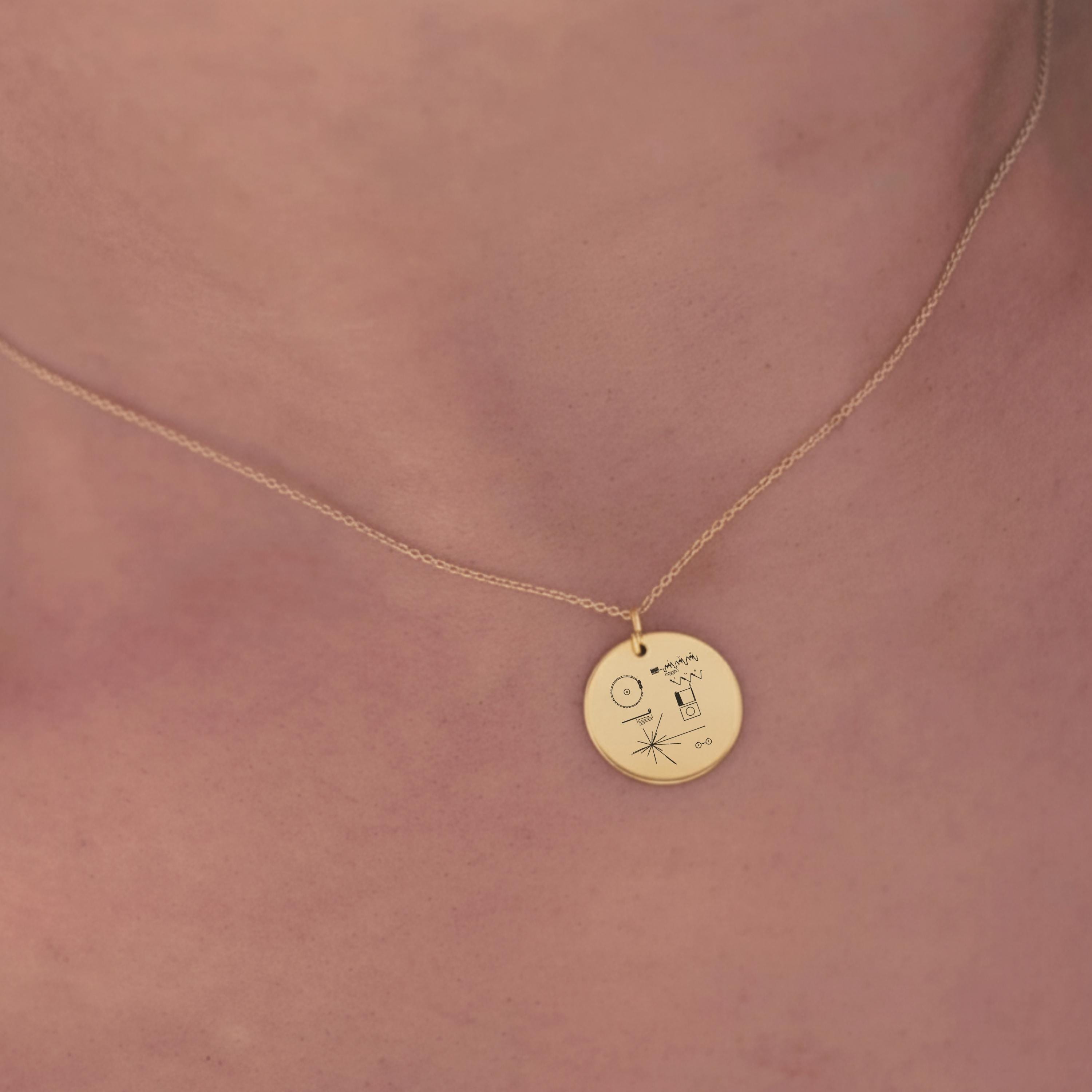 Voyager Golden Record Necklace, Carl Sagan Space Nerd Jewelry