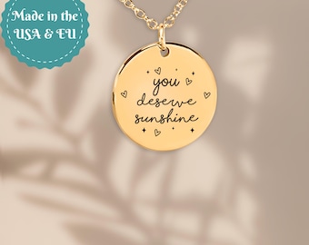 You Deserve Sunshine Inspiring Necklaces, Hockey Romance Gift