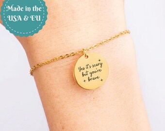Yes It’s Scary Bracelet, Hockey Rivalry Gift, Brave Pendant, Bookish Jewelry