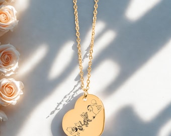 Collana classica con cuori di Winnie the Pooh, Pimpi, Tigro ed Ih-Oh, gioiello dorato delicato e inciso per migliori amici, regalo per fidanzati, regalo unico per amiche adolescenti