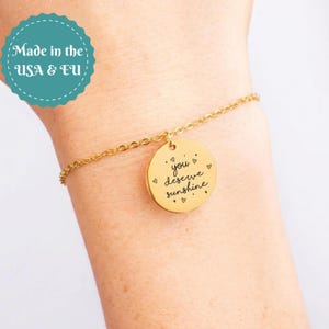 Inspirerende armband You Deserve Sunshine, cadeau hockeywedstrijd