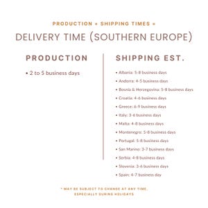 southern europe estimated shipping times
