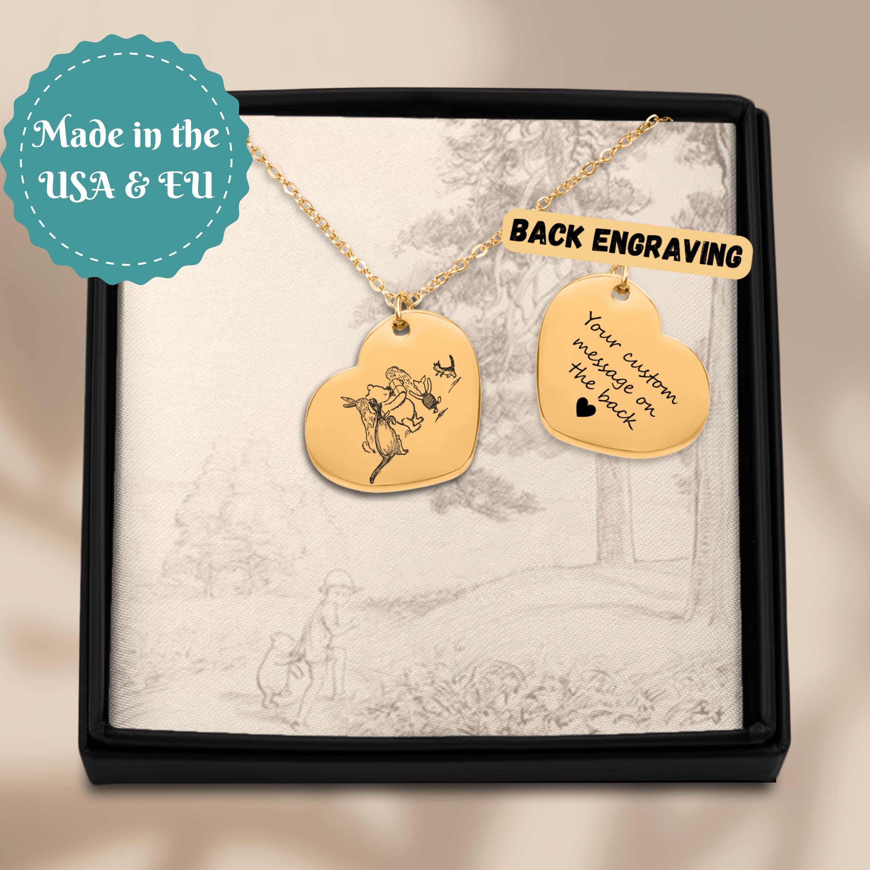 Vintage Winnie the Pooh Piglet Rabbit Owl Kanga Roo Heart Necklace